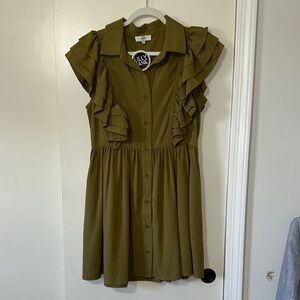 Entro Mini Olive Ruffle Dress